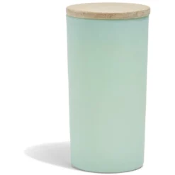 Bougie citronnelle couvercle bois verre vert Ø8xH15cm