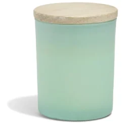 Bougie citronnelle couvercle bois verre vert Ø7xH8,5cm