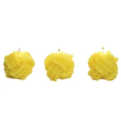 Bougie citronnelle forme pelote de laine jaune Ø5,5cm 3H x3