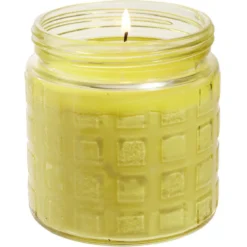 Bougie citronnelle 32h pot verre Ø11xH12cm (3 modèles)