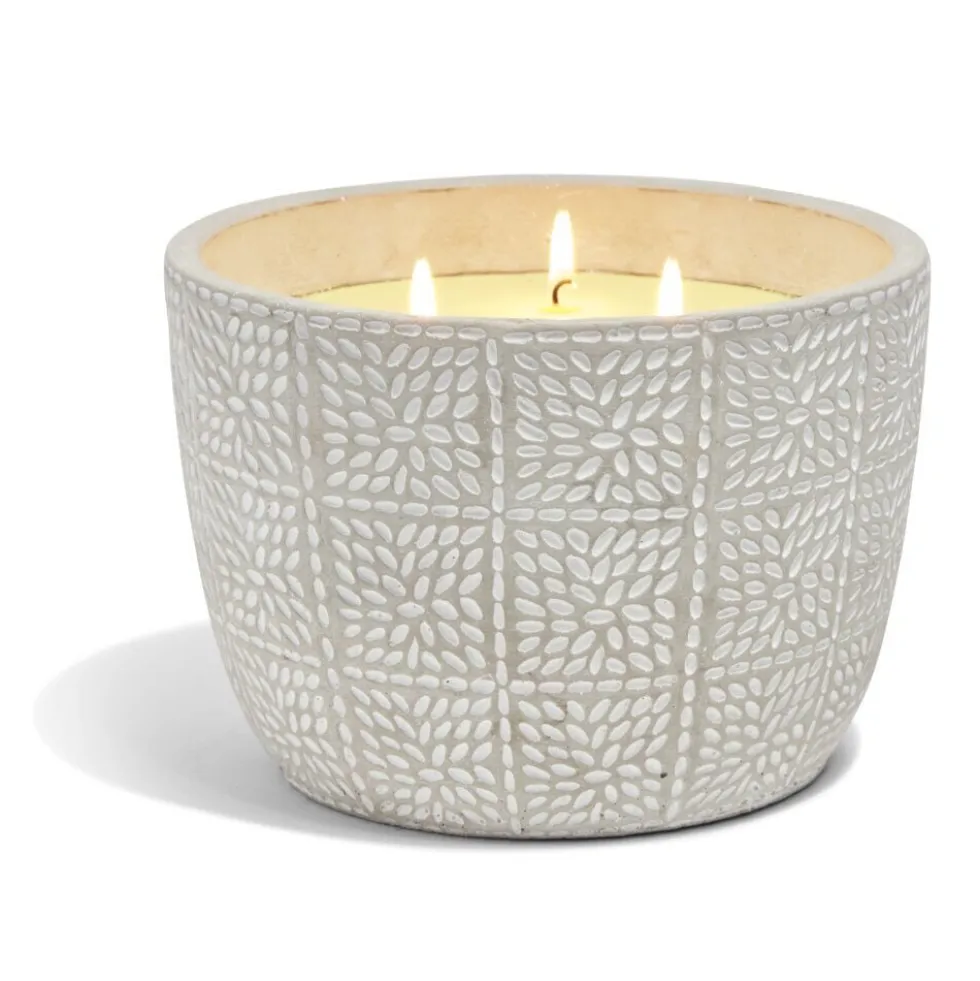 Bougie citronnelle pot ciment grain de riz Ø20xH14cm