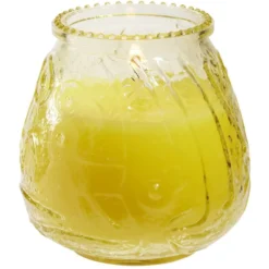 Bougie citronnelle pot en verre coloré motif relief 63H - Ø9xH9,5cm