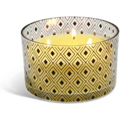 Bougie citronnelle verre 3 mèches Ø13xH8cm (4 modèles)