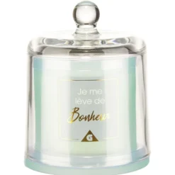 Bougie cloche message senteur Vanille turquoise