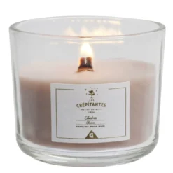 Bougie crépitante mèche en bois senteur ambre 15H
