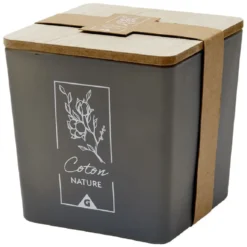 Bougie dans pot carré avec couvercle bois senteur coton