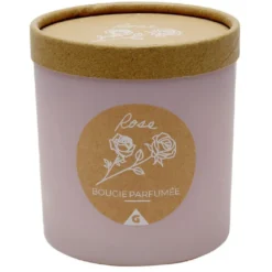 Bougie dans pot rond avec couvercle kraft senteur rose