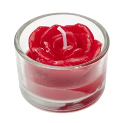 Bougie dans verre forme rose Ø5xH3cm (3 modèles)