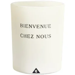 Bougie dans verre inscription Bienvenue chez nous senteur vanille 40H
