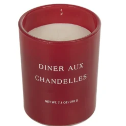 Bougie dans verre inscription Diner aux chandelles senteur fruit rouge