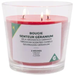 Bougie dans verre 3 mèches senteur Géranium