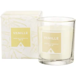 Bougie dans verre senteur vanille 28H