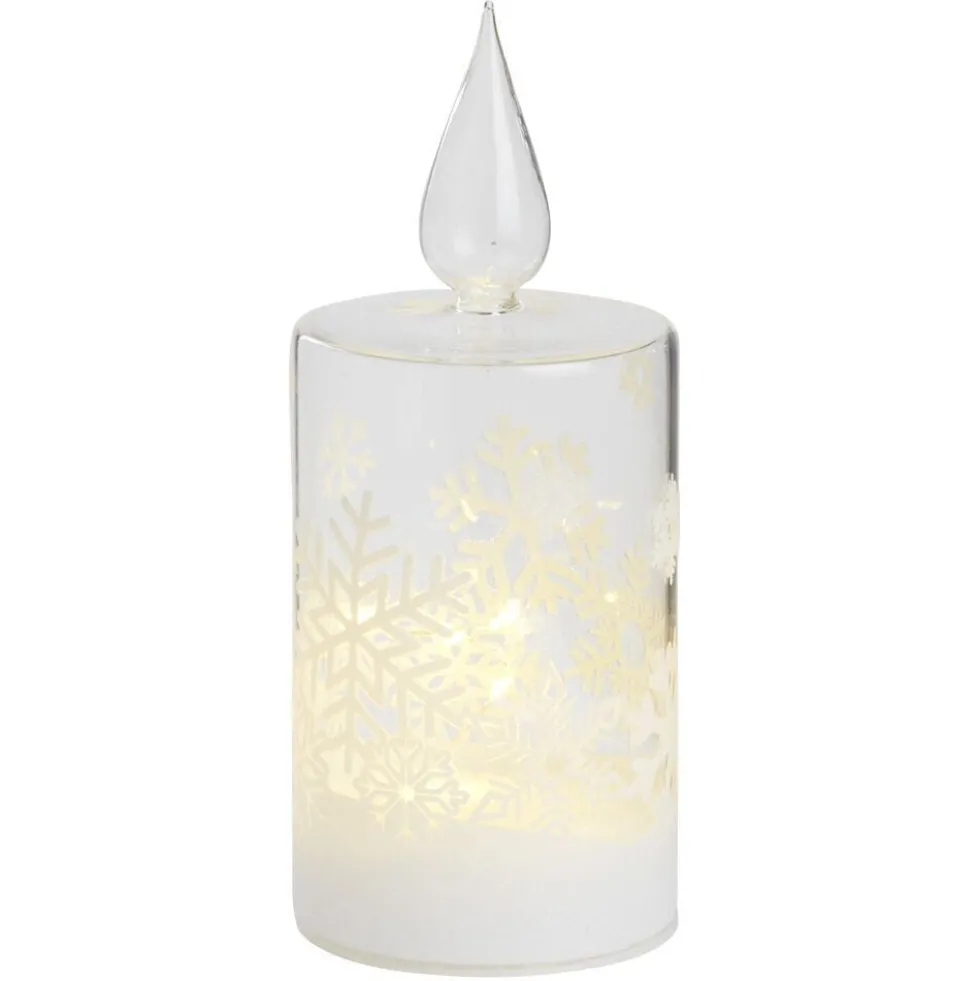 Bougie en verre à LED déco blanche thème Noël