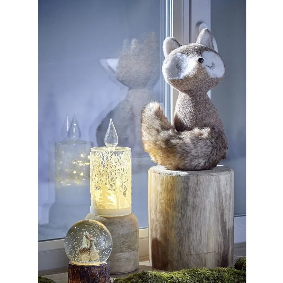 Bougie en verre à LED déco blanche thème Noël