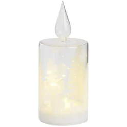 Bougie en verre à LED déco blanche thème Noël