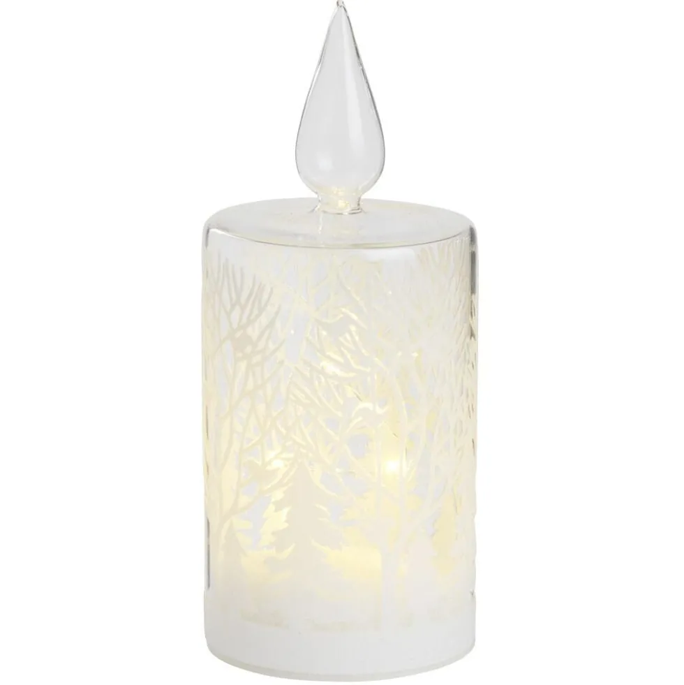 Bougie en verre à LED déco blanche thème Noël