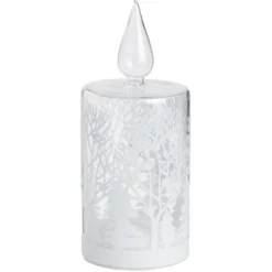 Bougie en verre à LED déco blanche thème Noël