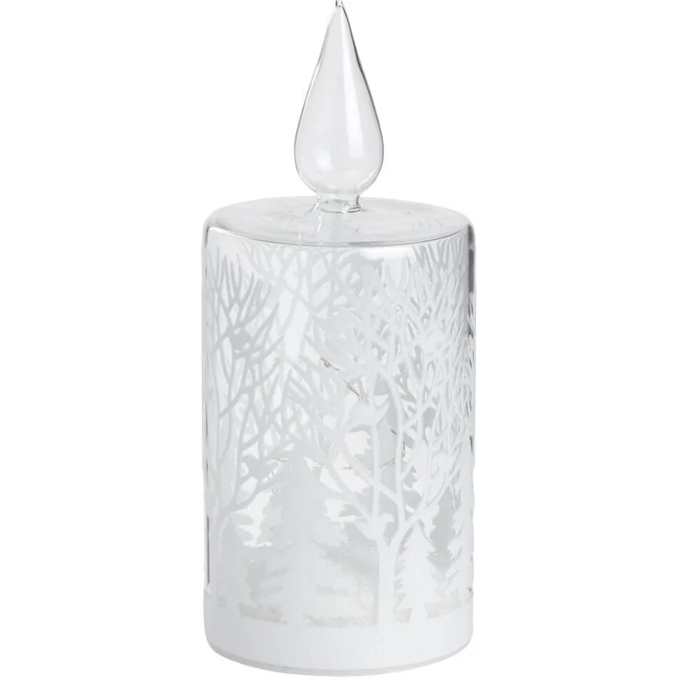 Bougie en verre à LED déco blanche thème Noël