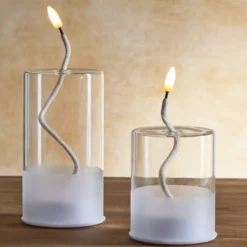 Bougie en verre à LED Ø8xH15cm