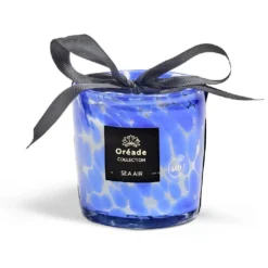 Bougie en verre soufflé Air Marin 46h Ø10xH10cm bleu