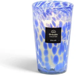 Bougie en verre soufflé Air Marin 150h Ø14,5xH24cm bleu