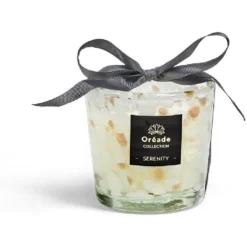 Bougie en verre soufflé Sérénité 46h Ø10xH10cm blanche