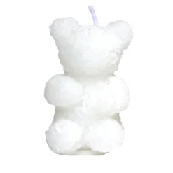 Bougie forme oursons relief fleurs 4x5xH6,5cm (2 modèles)