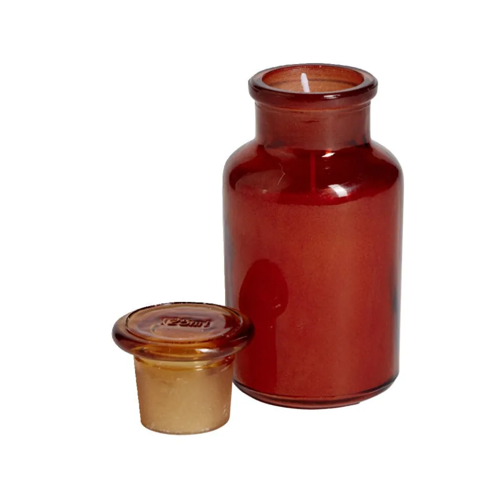 Bougie forme vase verre coloré Ø5,5xH11,5cm