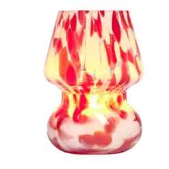Bougie lampe 25H en verre blanc et rouge senteur cannelle Ø11,2xH15cm