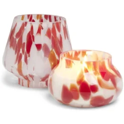 Bougie lampe 25H en verre blanc et rouge senteur cannelle Ø11,2xH15cm