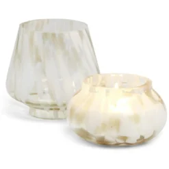 Bougie lampe 25H en verre blanc et beige senteur fleur d'oranger Ø11,2xH15cm