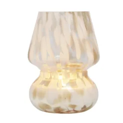 Bougie lampe 25H en verre blanc et beige senteur fleur d'oranger Ø11,2xH15cm