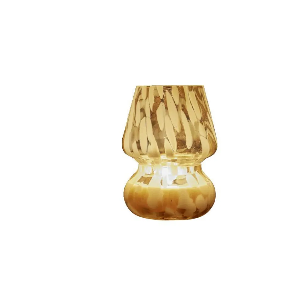 Bougie lampe 25H en verre blanc et beige senteur fleur d'oranger Ø11,2xH15cm