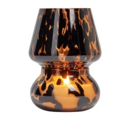 Bougie lampe 25H en verre marron et noir senteur oud Ø11,2xH15cm