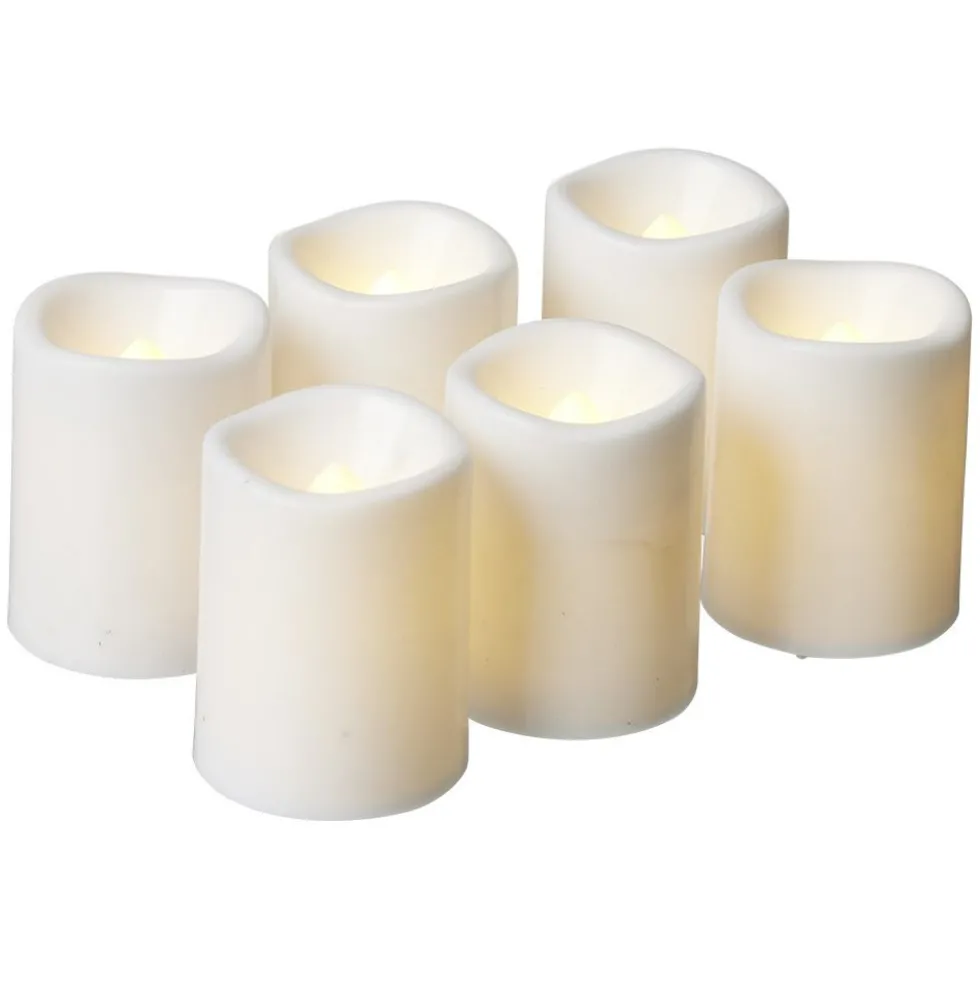 Bougie LED blanche x6 mini pilier Ø4xH5cm