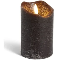 Bougie LED cire verte ou noire Ø7,5xH15cm