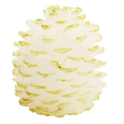 Bougie LED en cire forme pomme de pin beige et doré Ø10xH12cm