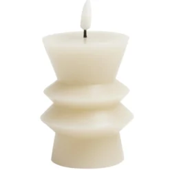 Bougie LED sculptée blanche Ø7,5xH10cm