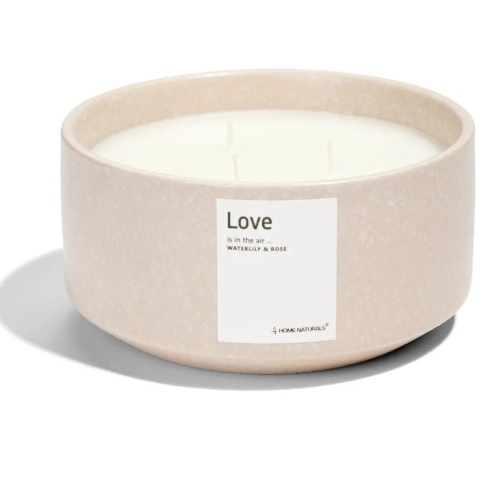 Bougie Love pot céramique Ø13xH6cm rose