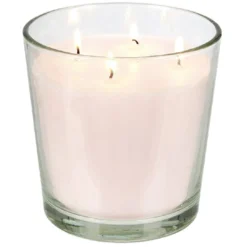 Bougie 4 mèches senteur passion rose dans verre transparent