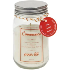 Bougie à message dans bocal senteur orange H.13 cm
