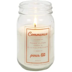 Bougie à message dans bocal senteur orange H.13 cm