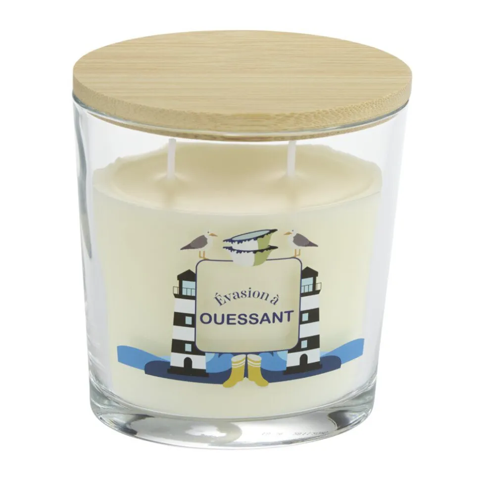 Bougie parfumée Ambiances Devineau 2 mèches Ouessant senteur embruns 30H