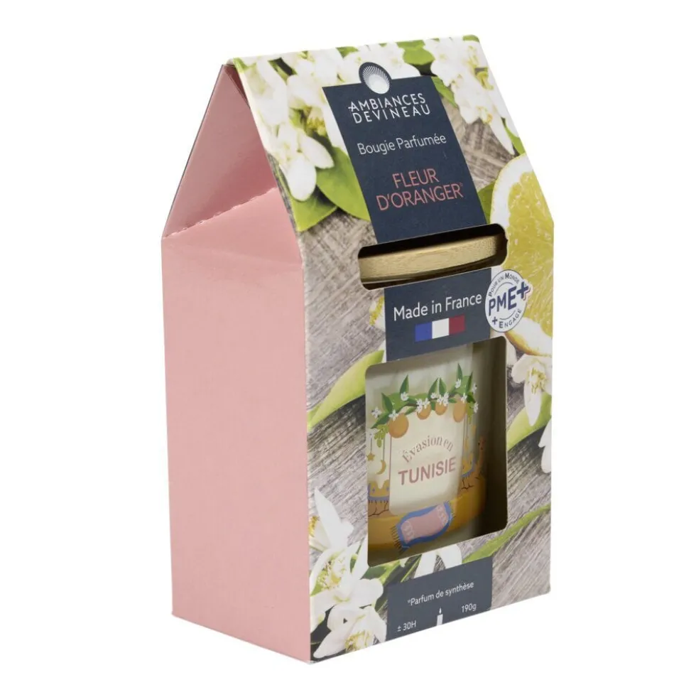 Bougie parfumée Ambiances Devineau 2 mèches Tunisie senteur fleur d'oranger 30H