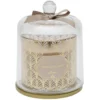 Bougie parfumée beige sous cloche transparent doré