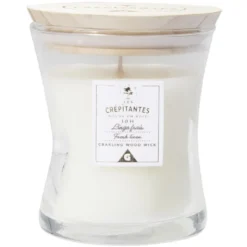 Bougie parfumée blanche Les crépitantes senteur linge frais 18H