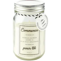 Bougie parfumée dans bocal en verre avec message