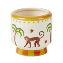 Bougie parfumée dans pot céramique motif animal tropical Ø8xH8cm (3 modèles)
