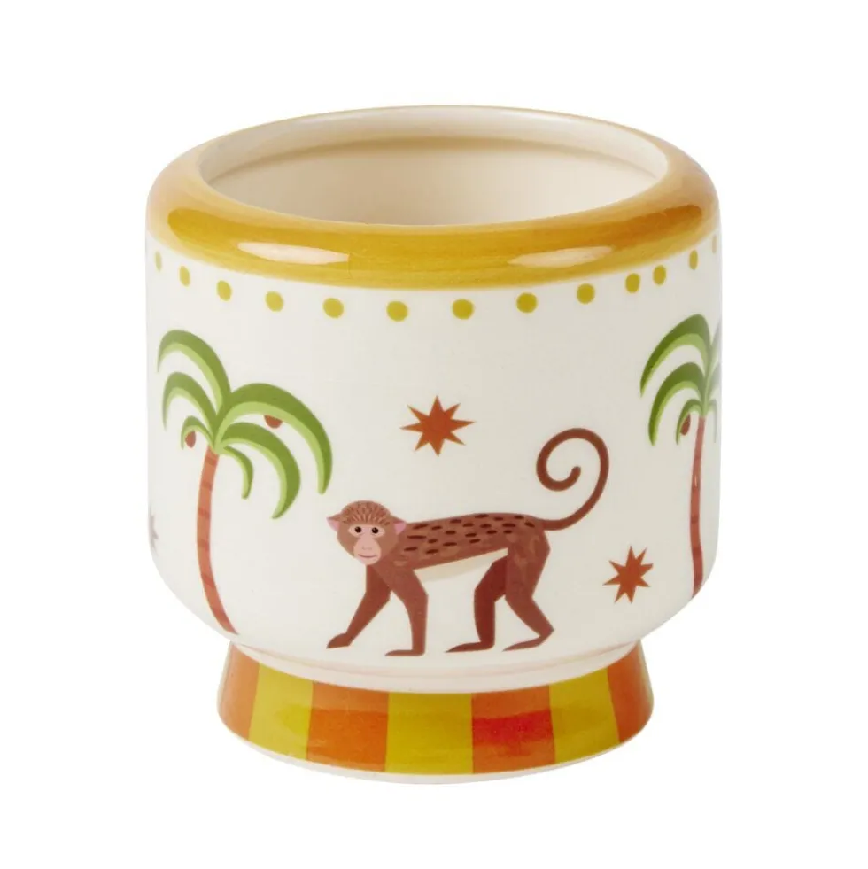 Bougie parfumée dans pot céramique motif animal tropical Ø8xH8cm (3 modèles)