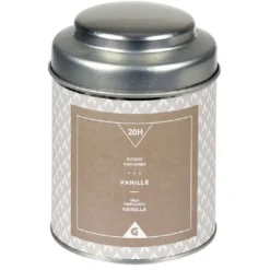 Bougie parfumée dans pot en métal senteur vanille